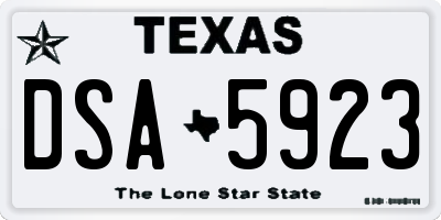 TX license plate DSA5923