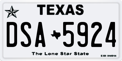 TX license plate DSA5924