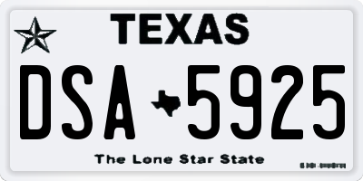 TX license plate DSA5925