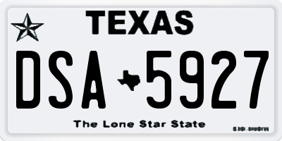 TX license plate DSA5927