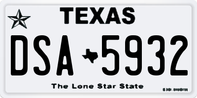 TX license plate DSA5932