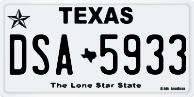 TX license plate DSA5933