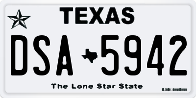 TX license plate DSA5942