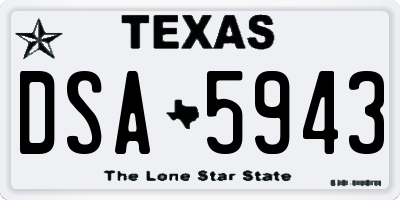 TX license plate DSA5943