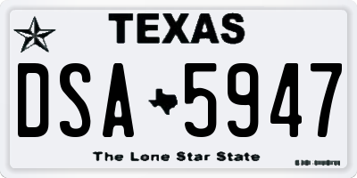 TX license plate DSA5947