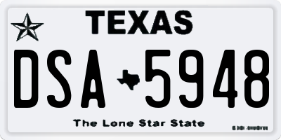 TX license plate DSA5948