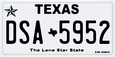 TX license plate DSA5952