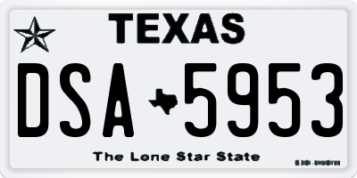 TX license plate DSA5953