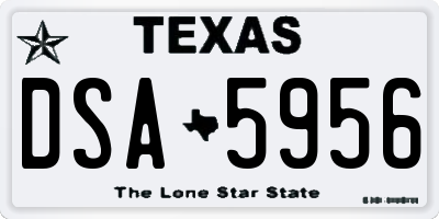 TX license plate DSA5956