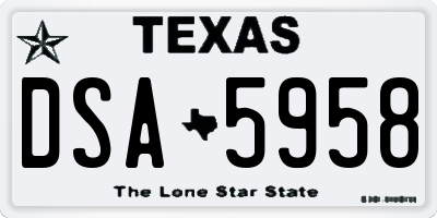 TX license plate DSA5958