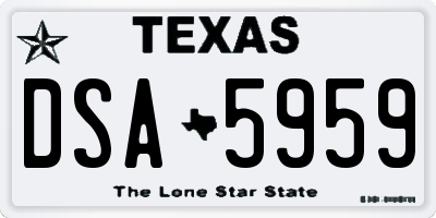 TX license plate DSA5959