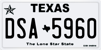 TX license plate DSA5960