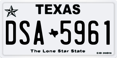 TX license plate DSA5961
