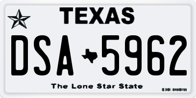 TX license plate DSA5962