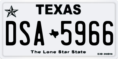 TX license plate DSA5966
