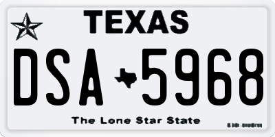 TX license plate DSA5968