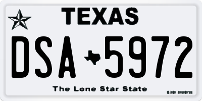 TX license plate DSA5972