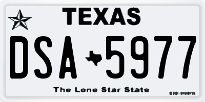 TX license plate DSA5977