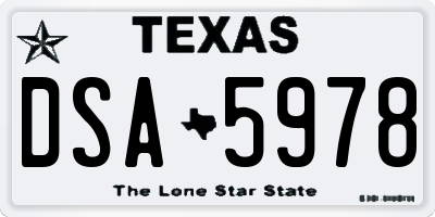 TX license plate DSA5978