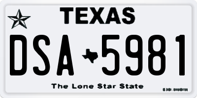 TX license plate DSA5981