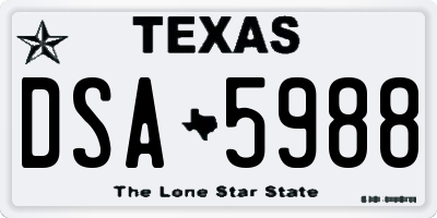 TX license plate DSA5988