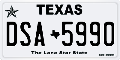 TX license plate DSA5990