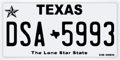 TX license plate DSA5993