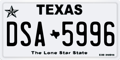 TX license plate DSA5996