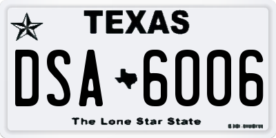 TX license plate DSA6006
