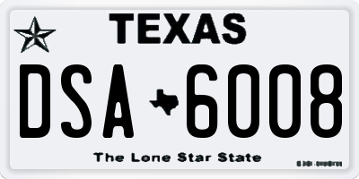 TX license plate DSA6008