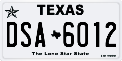 TX license plate DSA6012
