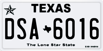 TX license plate DSA6016
