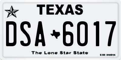 TX license plate DSA6017
