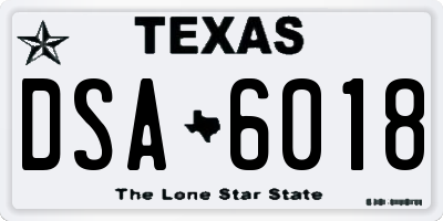 TX license plate DSA6018