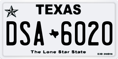 TX license plate DSA6020
