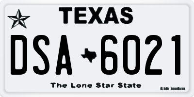 TX license plate DSA6021