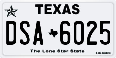 TX license plate DSA6025