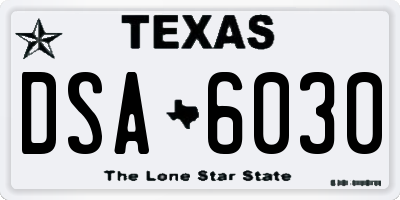 TX license plate DSA6030