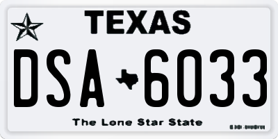 TX license plate DSA6033