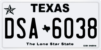 TX license plate DSA6038