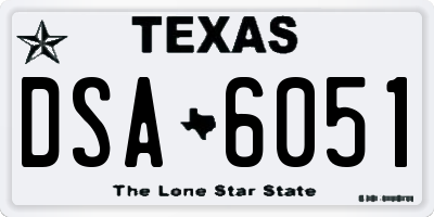 TX license plate DSA6051