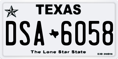 TX license plate DSA6058