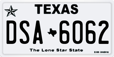 TX license plate DSA6062