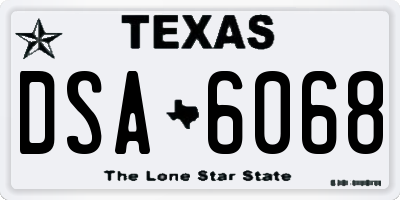 TX license plate DSA6068