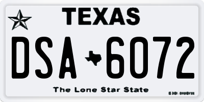 TX license plate DSA6072