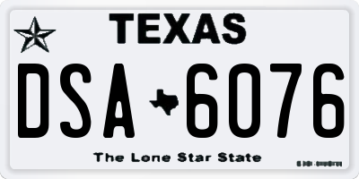 TX license plate DSA6076