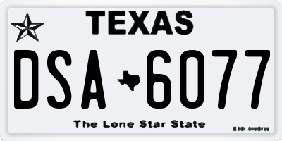 TX license plate DSA6077