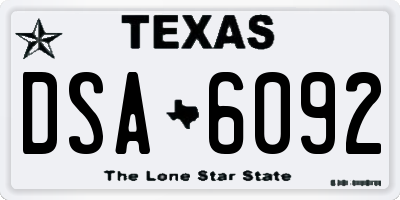 TX license plate DSA6092