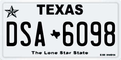 TX license plate DSA6098