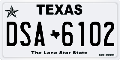 TX license plate DSA6102
